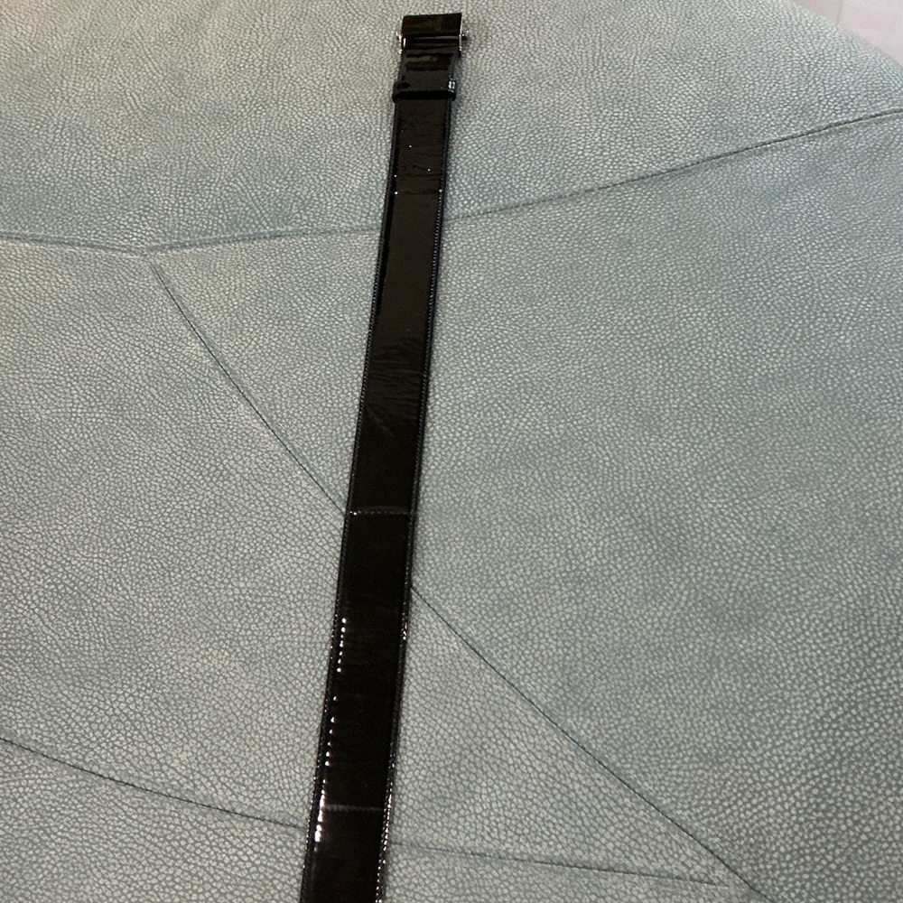 Prada Glossy Black Belt with Silver Buckle - Picture 2 of 11